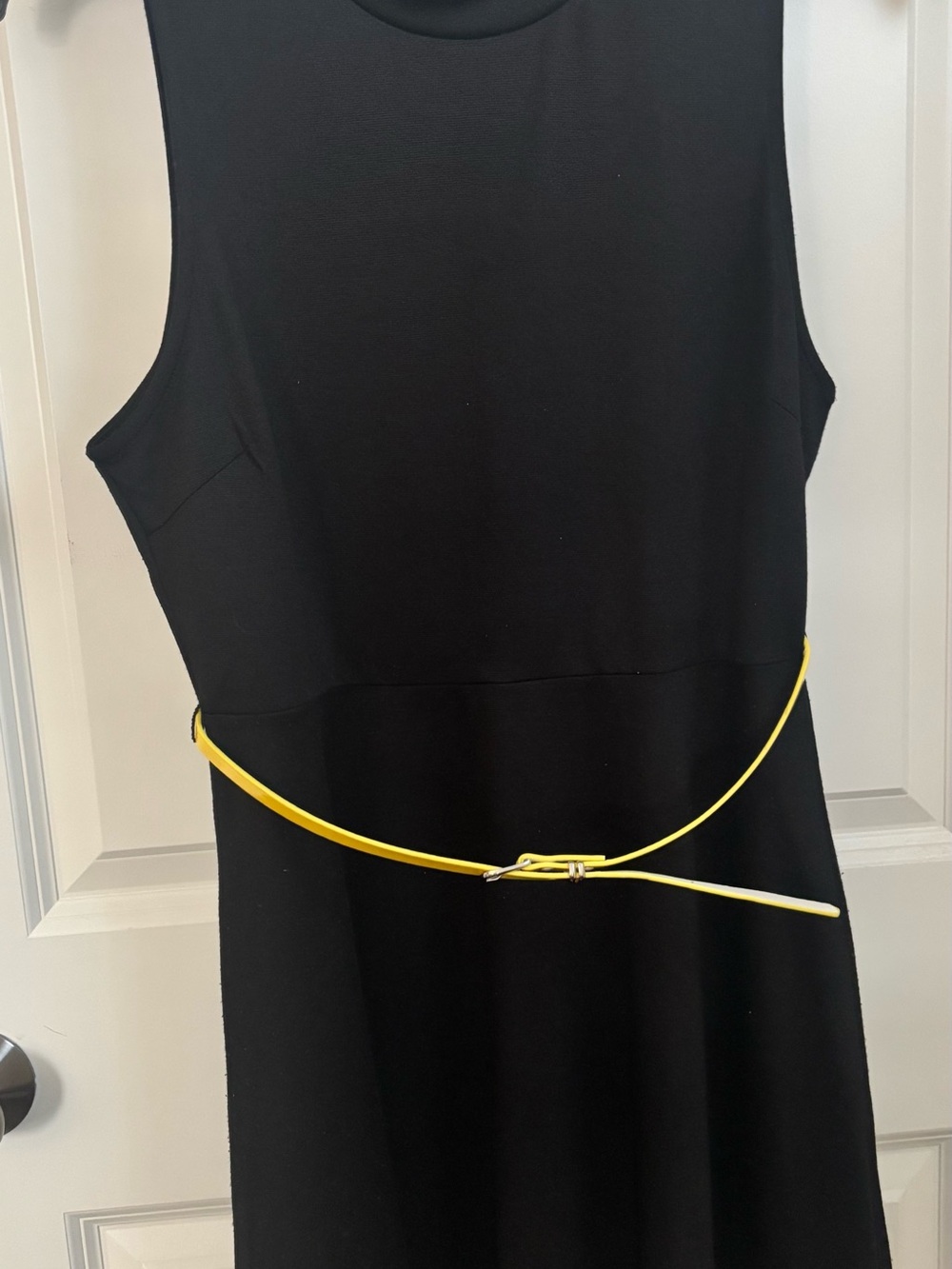 Forever 21 Black Sleeveless Dress with Yellow Belt